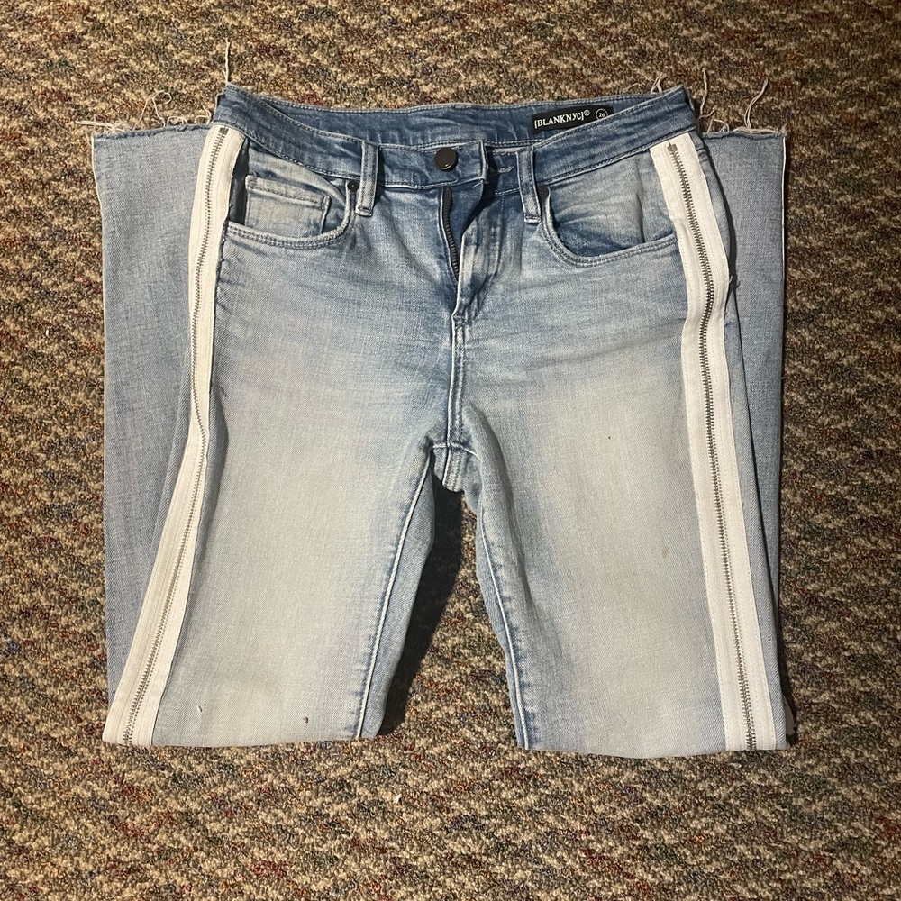 blank NYC side zip mid rise jeans